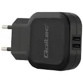 Qoltec - Strömadapter - 12 Watt - 2.4 A - 2 utdatakontakter (USB) - svart