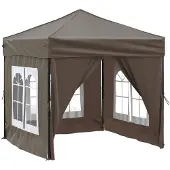 vidaXL Hopfällbart partytält med sidoväggar taupe 2x2 m
