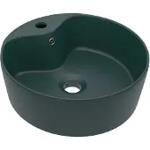 vidaXL Tvättställ med bräddavlopp matt mörkgrön 36x13 cm keramik