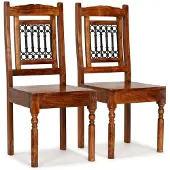 vidaXL 2x Matstol Middagsstol Matstol Köksmöbler Hem Kök Sitt Trä med Finish 245644