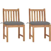 vidaXL Trädgårdsstolar 2 st med dynor massiv teak
