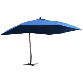 vidaXL Hängande parasoll med trästång 400x300 cm blå
