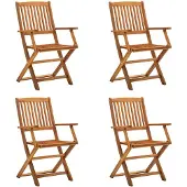 vidaXL fällbara utomhusstolar Set med 4 Solid Acacia Wood 46338