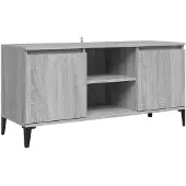 vidaXL Tv-bänk med metallben grå sonoma 103,5x35x50 cm