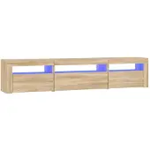 vidaXL Tv-bänk med LED-belysning sonoma ek 195x35x40 cm