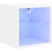 vidaXL Väggmonterad tv-bänk LED vit 30x28,5x30 cm
