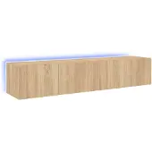 vidaXL TV-väggskåp med LED, 2 st, Sonomaek, 80x35x31 cm