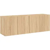 vidaXL Väggmonterad tv-bänk 2 st sonoma-ek 60x30x41 cm