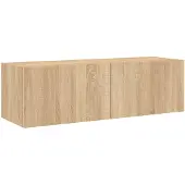vidaXL Väggmonterad tv-bänk LED sonoma-ek 100x35x31 cm