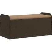vidaXL Förvaringsbänk med dyna brun 115x51x52 cm konstrotting