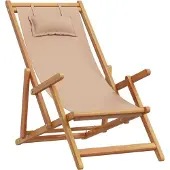 vidaXL Hopfällbar strandstol taupe massivt eukalyptusträ och tyg
