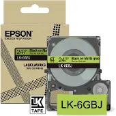 Epson LK-6GBJ | svart text - grön tejp | 24mm (original)