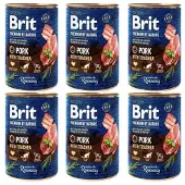 Brit Premium by Nature 6x400 g med fläskkött och matstrupe