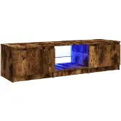 vidaXL TV-bänk med LED-belysning rökfärgad ek 140x40x36 cm
