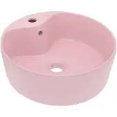vidaXL Tvättställ med bräddavlopp matt rosa 36x13 cm keramik