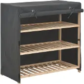Super Merchant Vidaxl Skoställ med överdrag, Grått, 79X40X80 Cm, Tyg