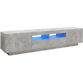 vidaXL TV-bänk med LED-belysning betonggrå 180x35x40 cm