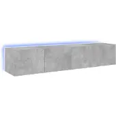 vidaXL Väggmonterad tv-bänk LED 2 st betonggrå 80x35x31 cm