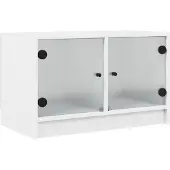 vidaXL Tv-bänk med glasdörrar vit 68x37x42 cm