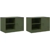 vidaXL TV-skåp 2 st olivgrön 67x39x44 cm stål