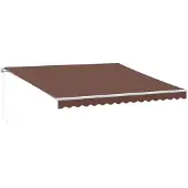 vidaXL Markis manuellt infällbar med LED brun 400x350 cm