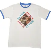 Ginza.se Elton John: Unisex Ringer T-Shirt/Piano Diamond (White) (Small)