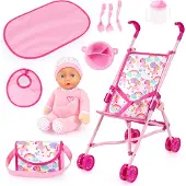 Bayer Design barnvagn/buggy dockvagn-set med docka och tillbehör