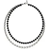 GUESS Edgy Double silver och svartfärgat onyxhalsband JUMN04050JWSTBKT/U