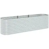 vidaXL Odlingslåda upphöjd galvaniserat stål 320x80x81 cm silver