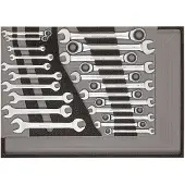 Gedore 3301687 R22350006 Käft-ringspärrnyckel-set Nyckelvidd (Metrisk) (för titel) 07 - 29 mm