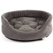 Interzoo oval hundbädd med kudde 41x34x14 cm grå