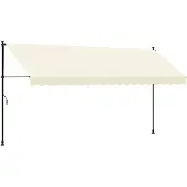vidaXL Markis infällbar gräddvit 400x150 cm tyg och stål