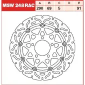 TRW Bromsskivor Racing fram, med ABE FRAM, MSW248RAC FLYTANDE