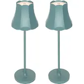 QAZQA Set med 2 retro bordslampor mineralblå laddningsbara IP44 - Granny