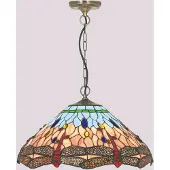 Searchlight Tiffany pendellampa Dragonfly, dimbar, Multifärgad, Vardagsrum / matsal, Glas, Tiffany, Pendellampa