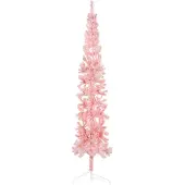 Smal halv plastgran med stativ rosa 210 cm