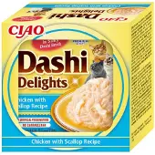 Inaba Foods DASHI kompletterande kattmat – buljong med kyckling & pilgrimsmusslor 70 g