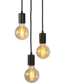 QAZQA Smart industriell pendellampa svart inkl WiFi G95 3-ljus - Facil