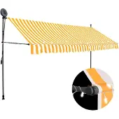 vidaXL Markis manuellt infällbar med LED 400 cm vit och orange