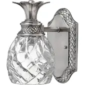 HINKLEY Vägglampa Plantation, dimbar, Aluminium / grå / zink, Badrum, Glas, Antik, Vägglampa, sänglampa, sänglampa vägg