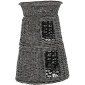 vidaXL Kattkorg 3 delar med dynor grå 47x34x60 cm naturlig pil