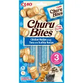 Inaba Churu Bites Chicken tonfisk &amp; pilgrimsmussla 3x10g tonfisk &amp; pilgrimsmussla för din katt