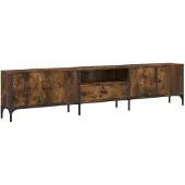 vidaXL Tv-bänk med låda rökfärgad ek 200x25x44 cm konstruerat trä