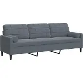 vidaXL 3-sitssoffa med kuddar mörkgrå 210 cm sammet