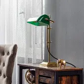 BERLINER MESSINGLAMP Skrivbordslampa GITA, Grön, Vardagsrum / matsal, Glas, Antik, Bordslampa