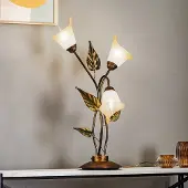 ONLI Bordslampa Miranda med 3 lampor, brons , Brun / mässing, Vardagsrum / matsal, Metall, Florentinsk, Bordslampa