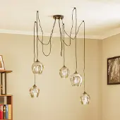 Emibig Glas pendellampa Starla LIGHTING, dimbar, Svart, Vardagsrum / matsal, Glas, Modern, Pendellampa