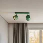 Argon Takspotlight Chloe justerbar med 2 lampor, grön , dimbar, Grön, Vardagsrum / matsal, Metall, Modern