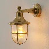 MORETTI Luce Vägglampa utomhus OCEAN, dimbar, Mässing / guld, Hall, Mässing, Medelhavsinspirerad