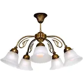 BERLINER MESSINGLAMP Taklampa OLGA, dimbar, Brun / mässing, Vardagsrum / matsal, Glas, Antik, Taklampa
